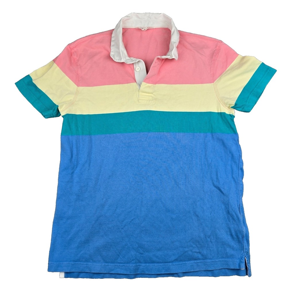 J. CREW Striped Colorblock Short Sleeve Polo Rugby Shirt Size Medium M BH247